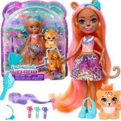 Papusa Enchantimals Glam Party Cheetah Charisse and Grinsey HNV30 Thumb