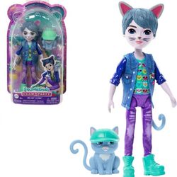 Papusa Enchantimals Glam Party Cole Cat With Pet HNT59 Thumb