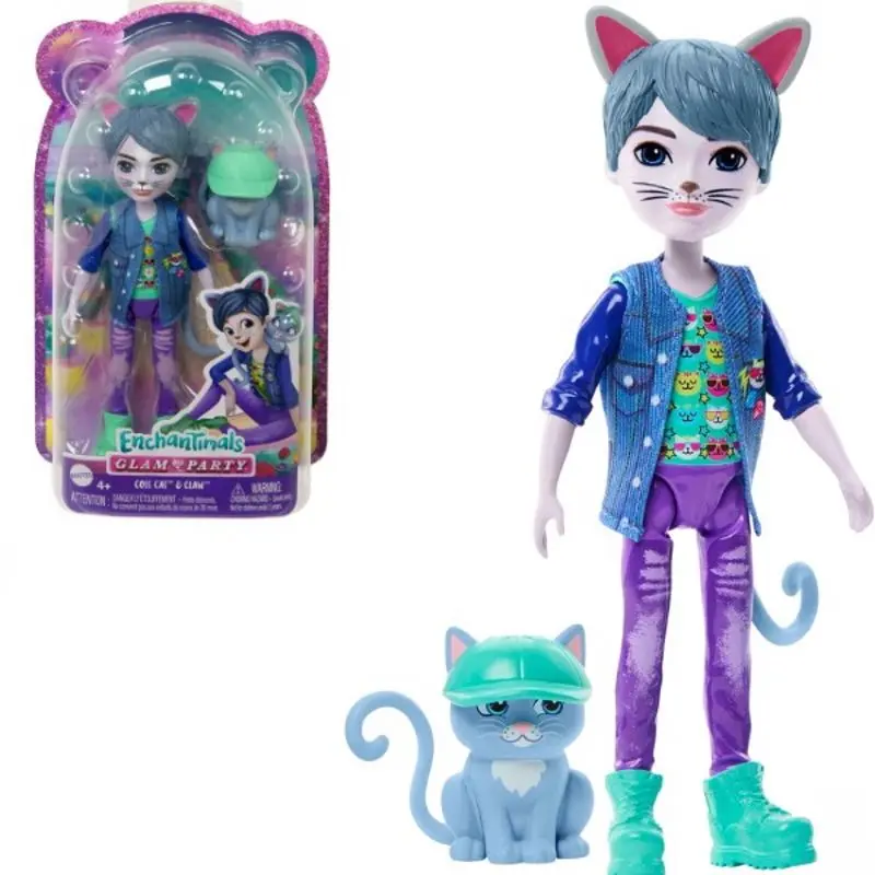 Papusa Enchantimals Glam Party Cole Cat With Pet HNT59 - 3