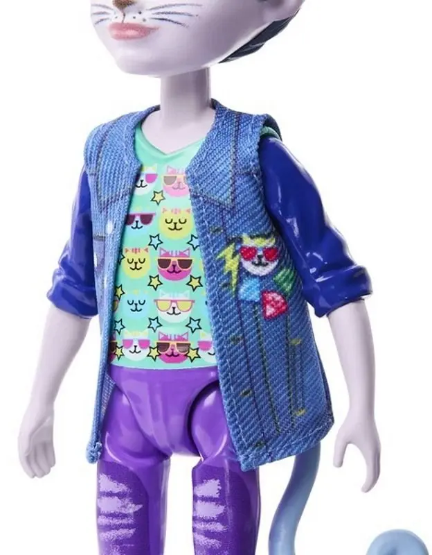 Papusa Enchantimals Glam Party Cole Cat With Pet HNT59 - 4