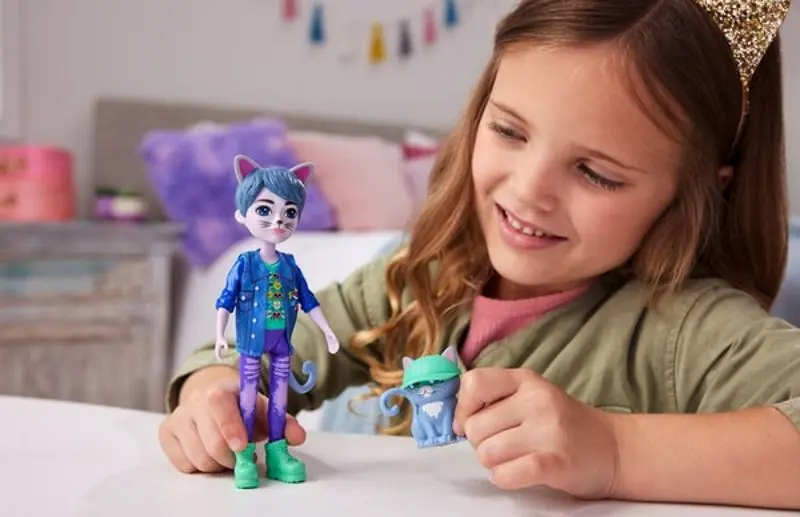 Papusa Enchantimals Glam Party Cole Cat With Pet HNT59 - 6