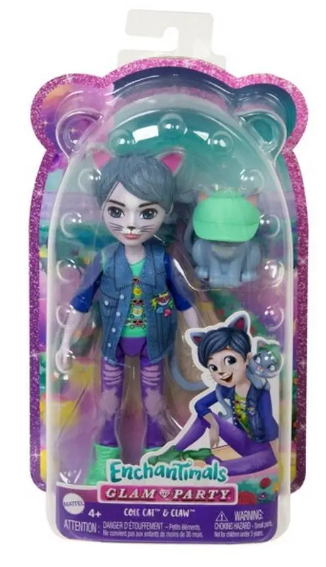 Papusa Enchantimals Glam Party Cole Cat With Pet HNT59 - 7