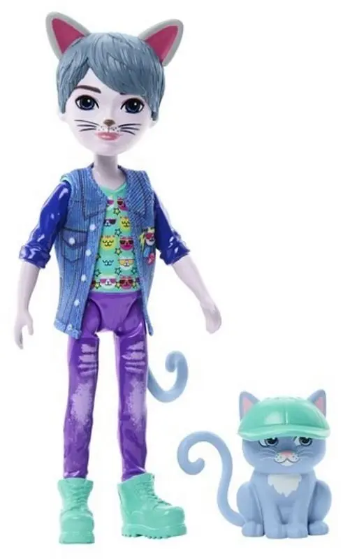 Papusa Enchantimals Glam Party Cole Cat With Pet HNT59