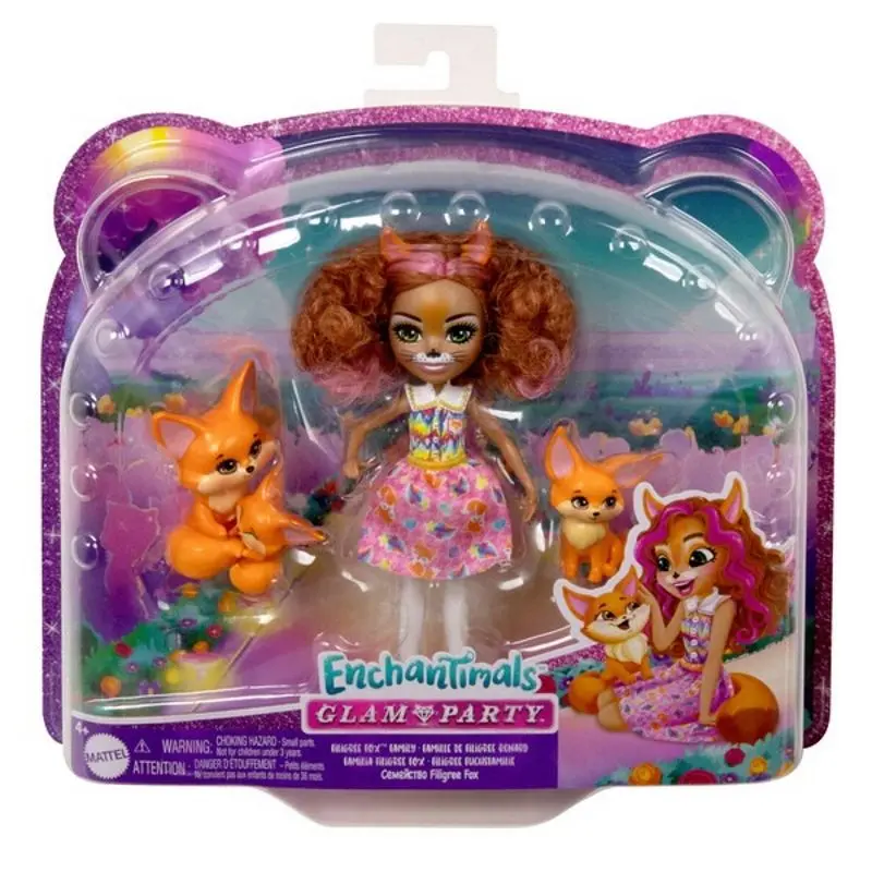 Papusa Enchantimals Glam Party Fox Filigree and Pets HNT60 - 6