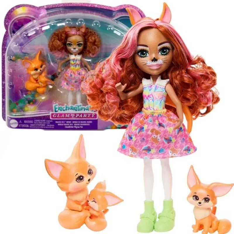Papusa Enchantimals Glam Party Fox Filigree and Pets HNT60 - 7