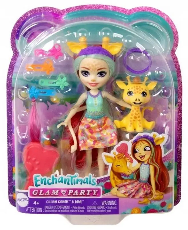 Papusa Enchantimals Glam Party Giraffe Gillian and Pole HNV29 - 6