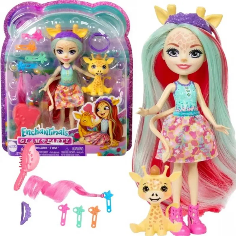Papusa Enchantimals Glam Party Giraffe Gillian and Pole HNV29 - 7