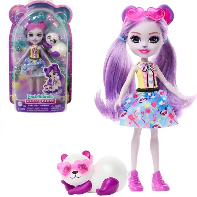 Papusa Enchantimals Glam Party Panda Pemma and Clumber HNT58 - 2