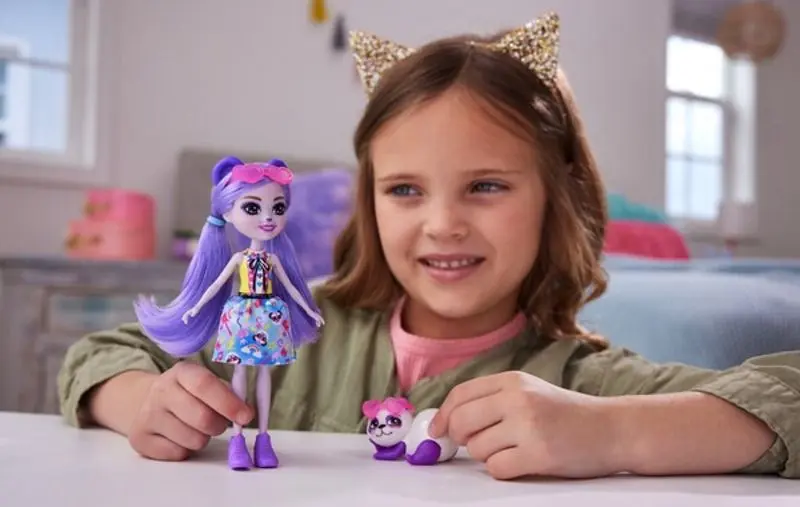 Papusa Enchantimals Glam Party Panda Pemma and Clumber HNT58 - 6