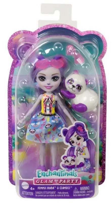 Papusa Enchantimals Glam Party Panda Pemma and Clumber HNT58 - 7