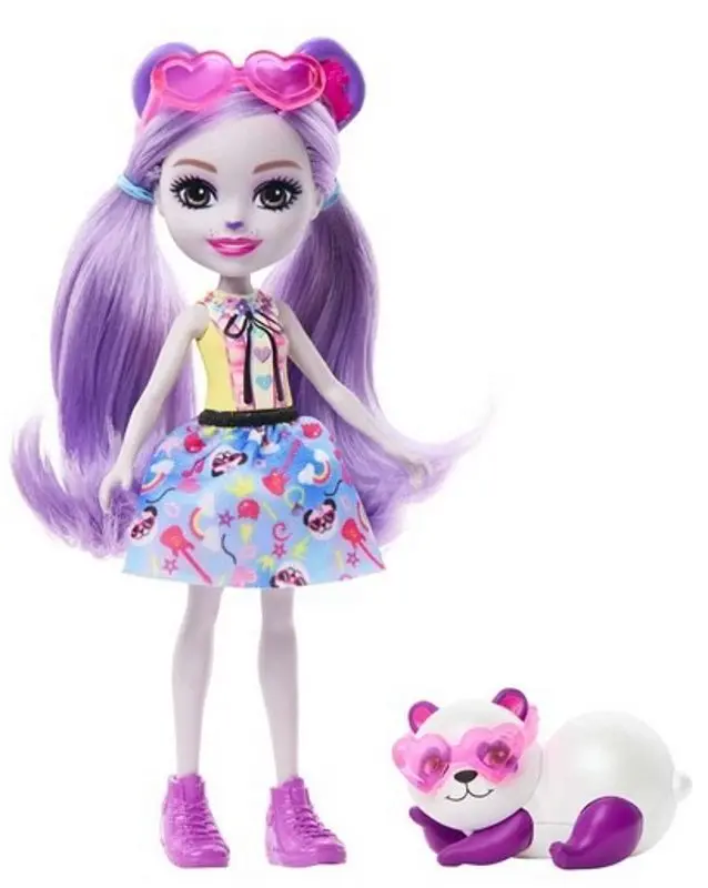 Papusa Enchantimals Glam Party Panda Pemma and Clumber HNT58