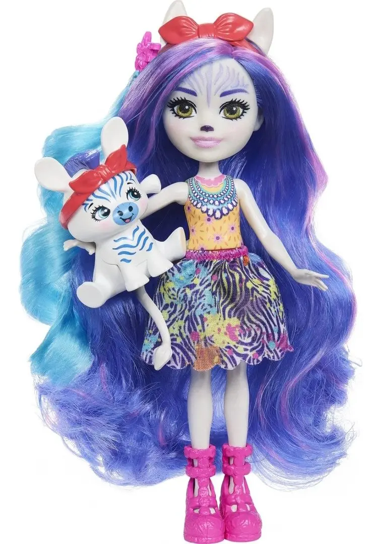 Papusa Enchantimals Glam Party Zemirah Zebra and Grainy Doll - 2