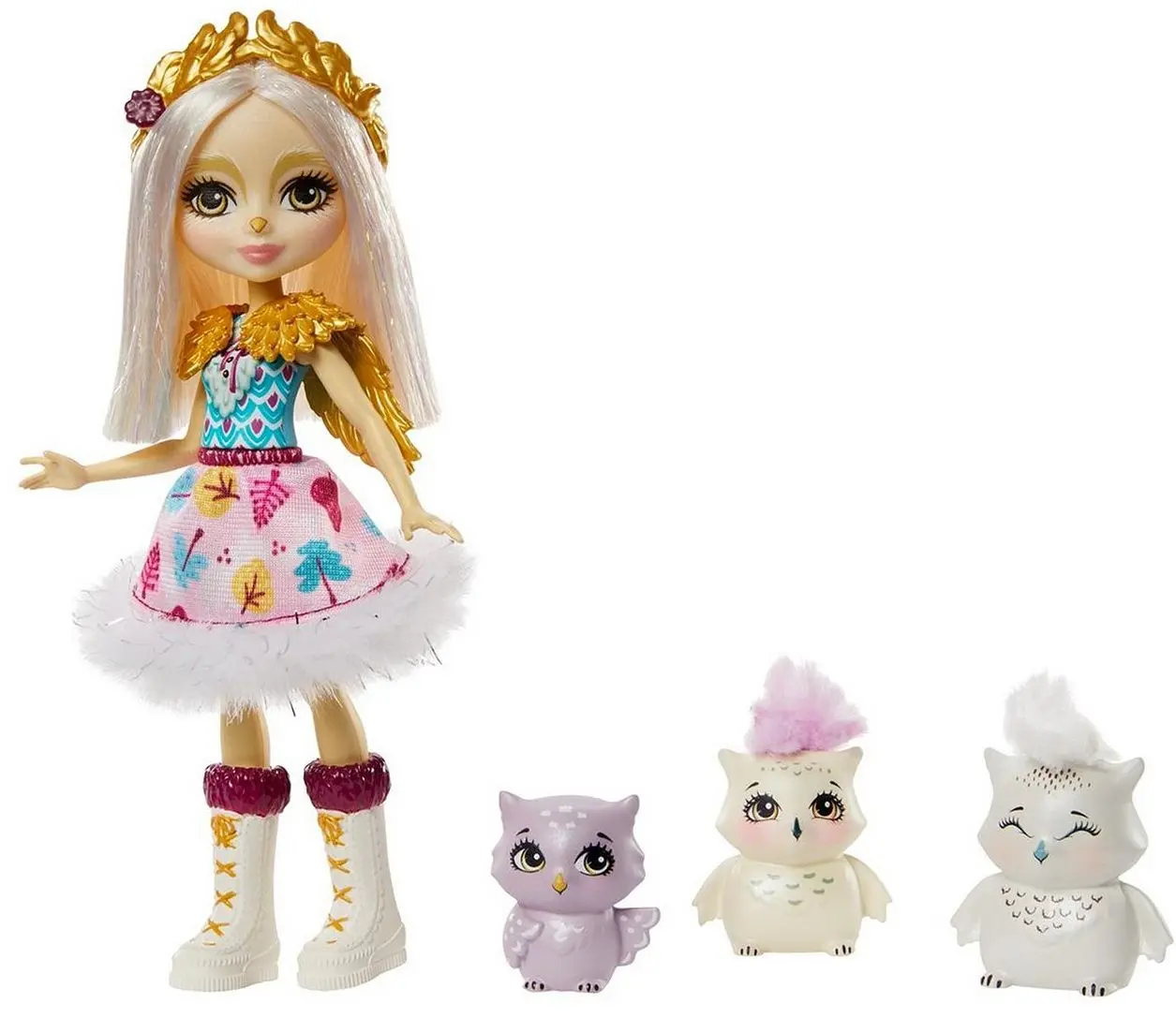 Papusa Mattel Enchantimals Odele Snowy Owl Family GJX46