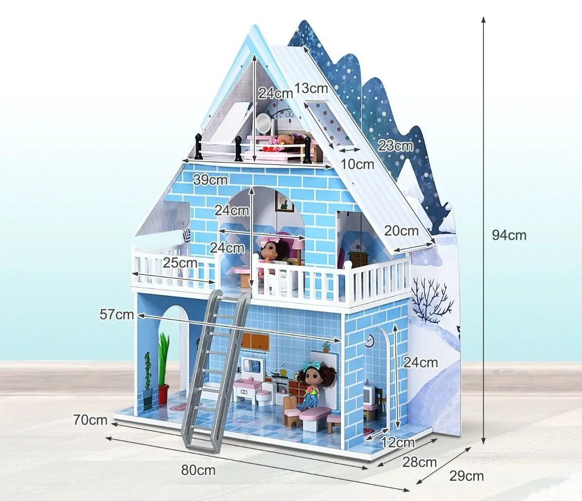 Кукольный домик Costway HW68696 (Blue) - 6