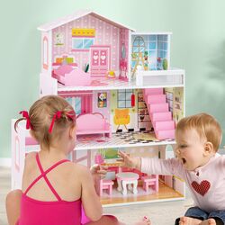 Casuta pentru papusi Costway TP10148PI (Pink) Thumb