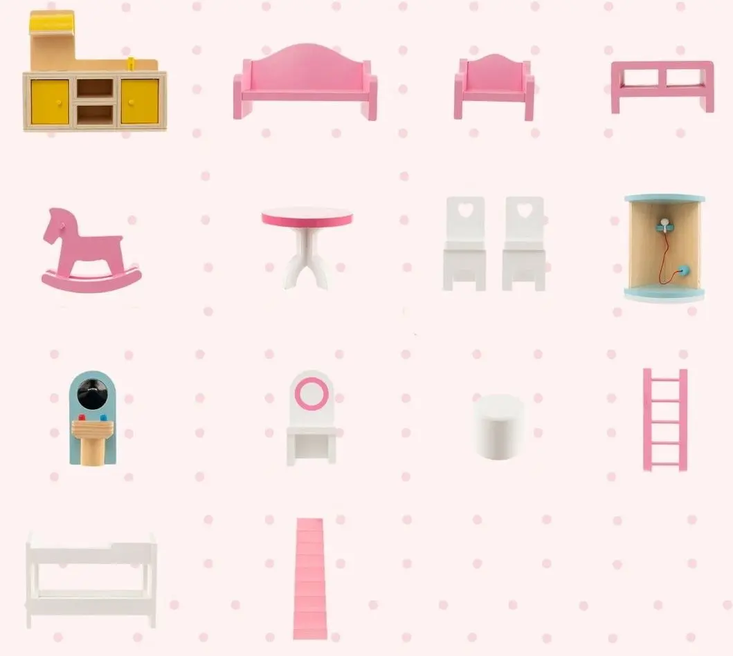 Casuta pentru papusi Costway TP10159PI (Pink)