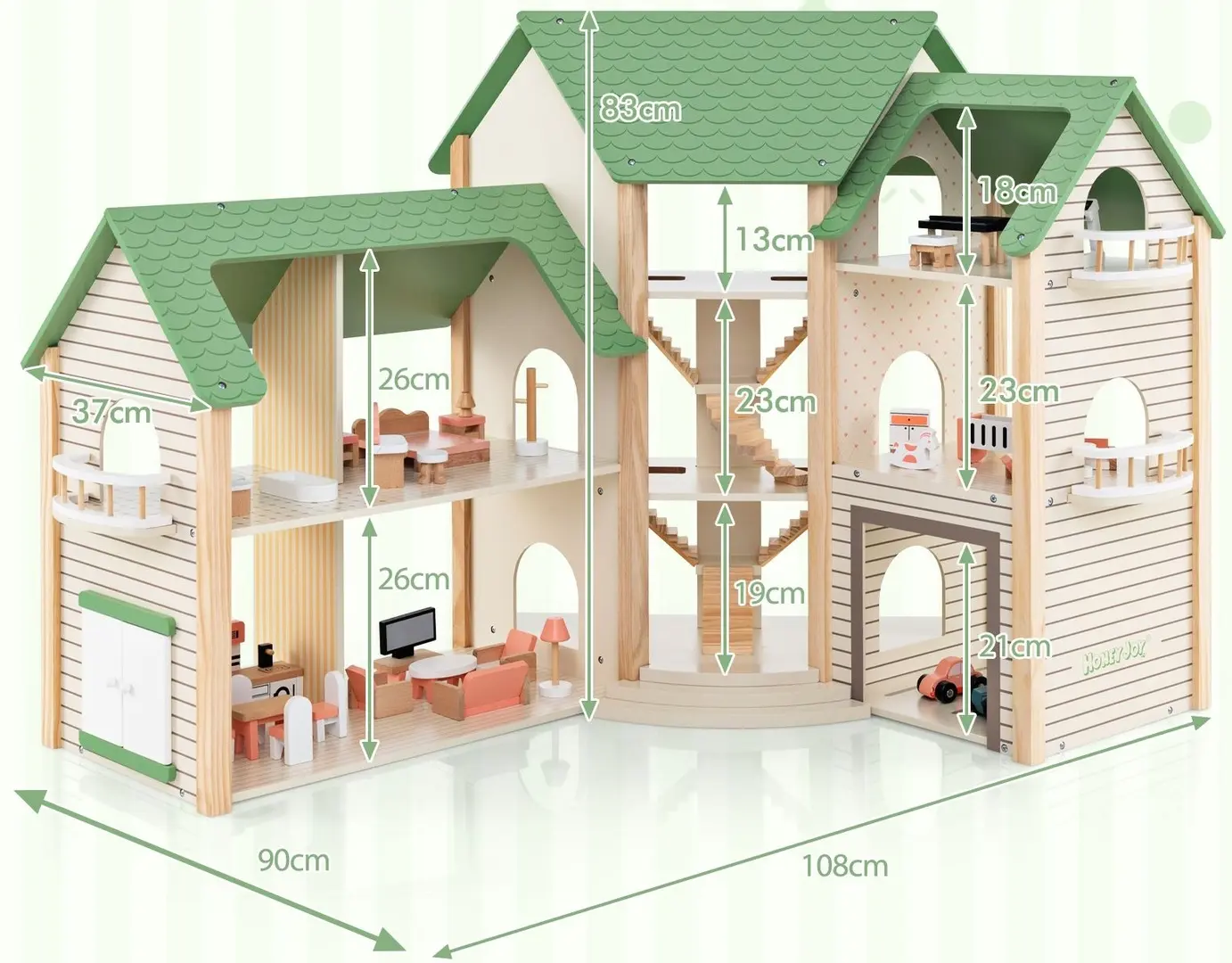 Casuta pentru papusi Costway TP10210GN (Wood/Green)