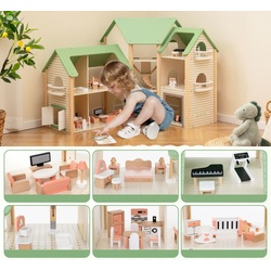 Casuta pentru papusi Costway TP10210GN (Wood/Green) Thumb