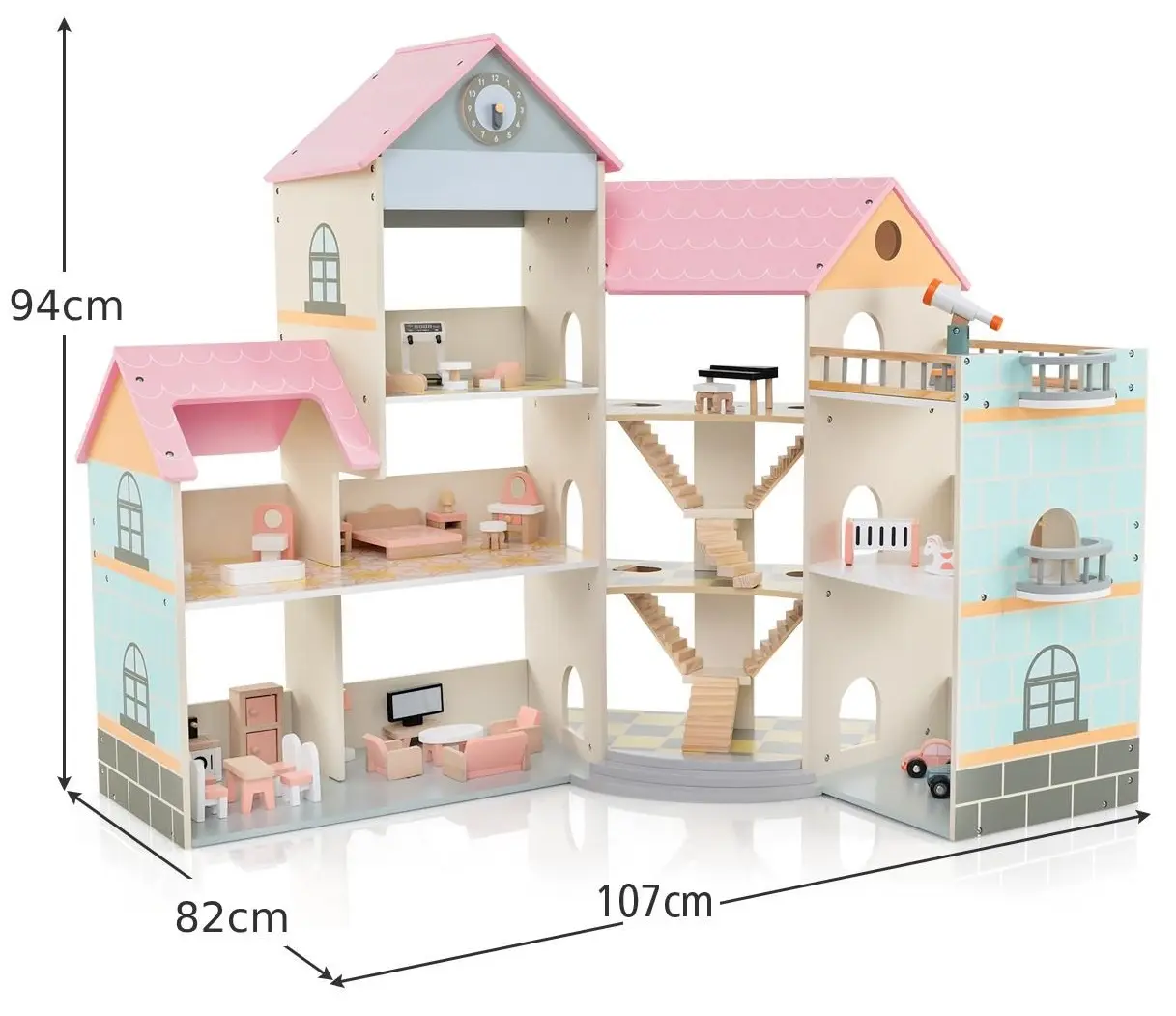 Casuta pentru papusi Costway TP10211PI (Pink)