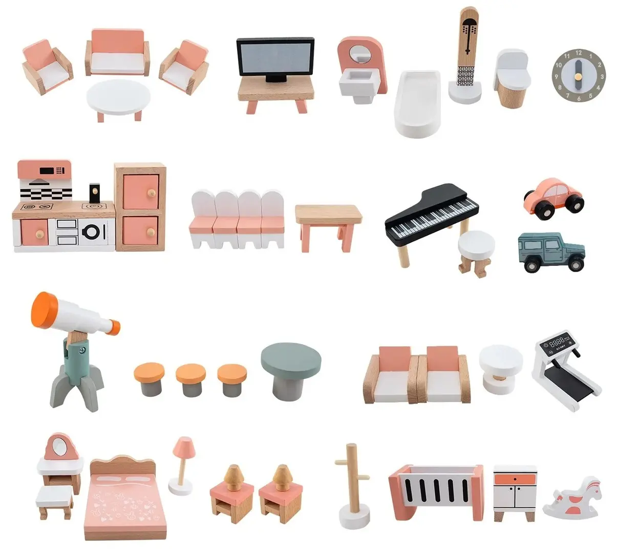 Casuta pentru papusi Costway TP10211PI (Pink)