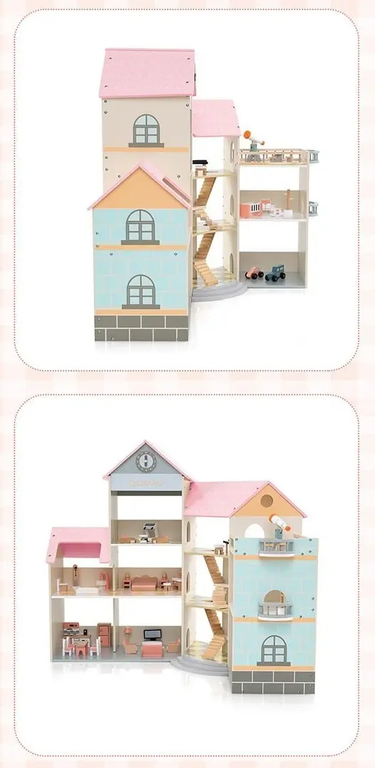 Casuta pentru papusi Costway TP10211PI (Pink)