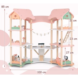 Casuta pentru papusi Costway TP10212PI (Wood/Pink) Thumb