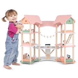 Casuta pentru papusi Costway TP10212PI (Wood/Pink) Thumb