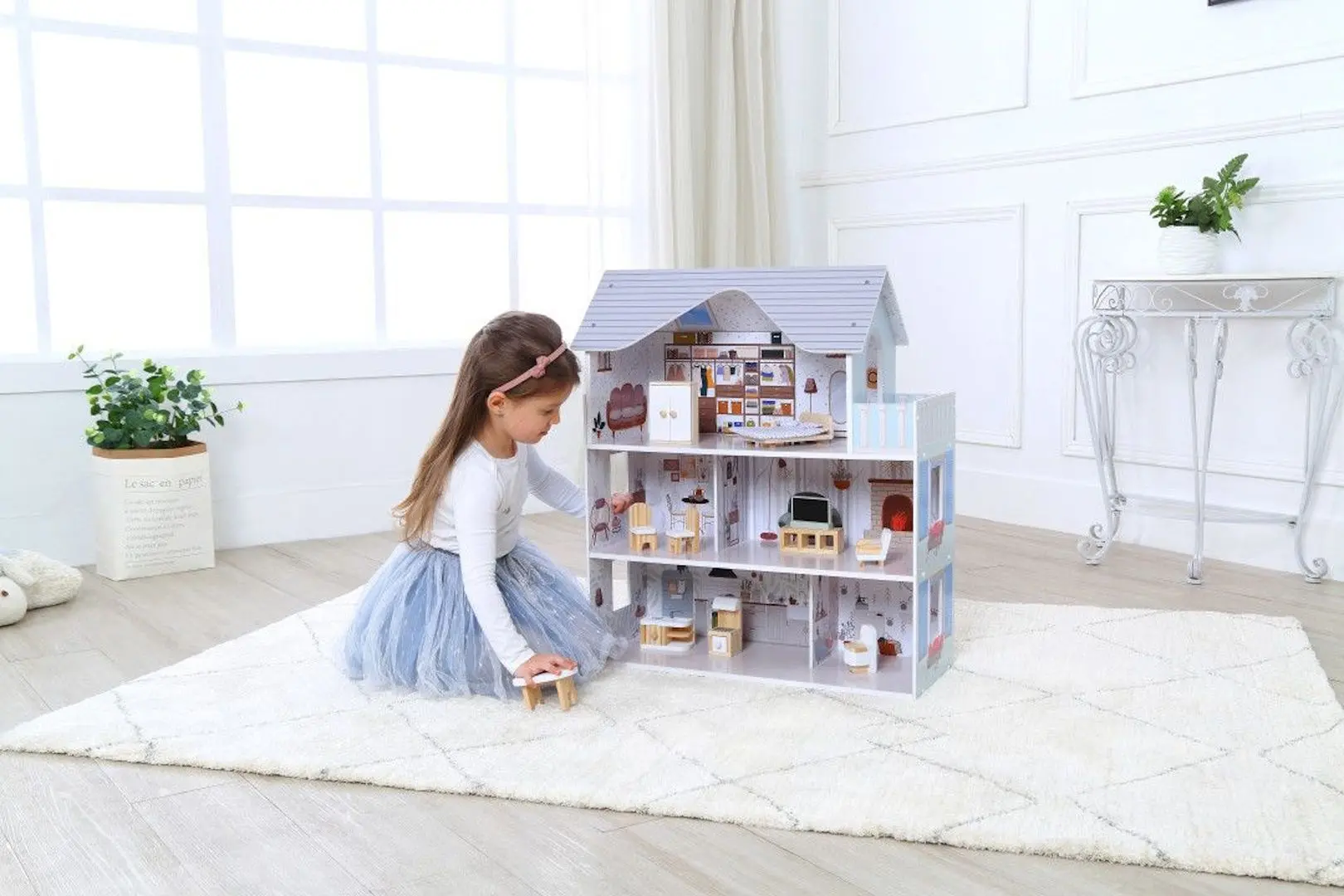 Casuta pentru papusi Ecotoys Residence Emma 8301 (Blue) - 7