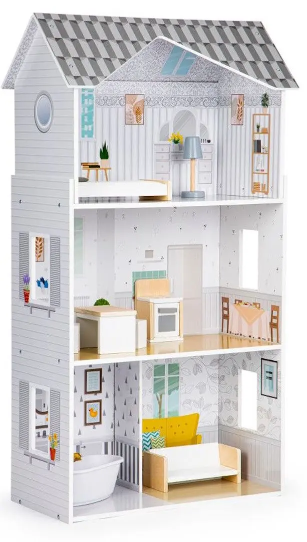 Casuta pentru papusi Ecotoys Residence Grace 8210 (Grey/White)