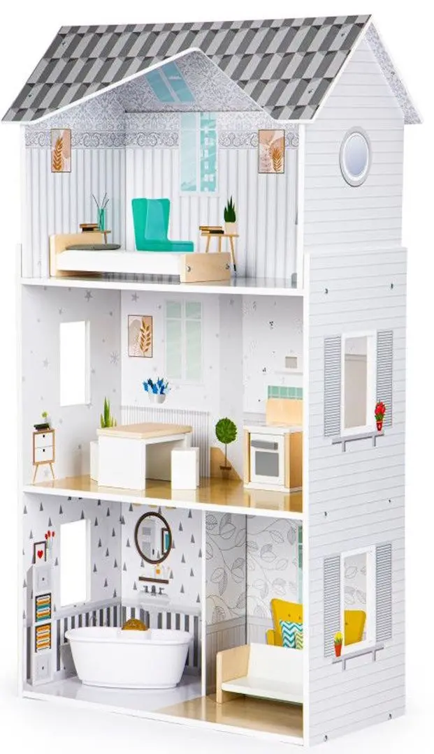 Casuta pentru papusi Ecotoys Residence Grace 8210 (Grey/White)