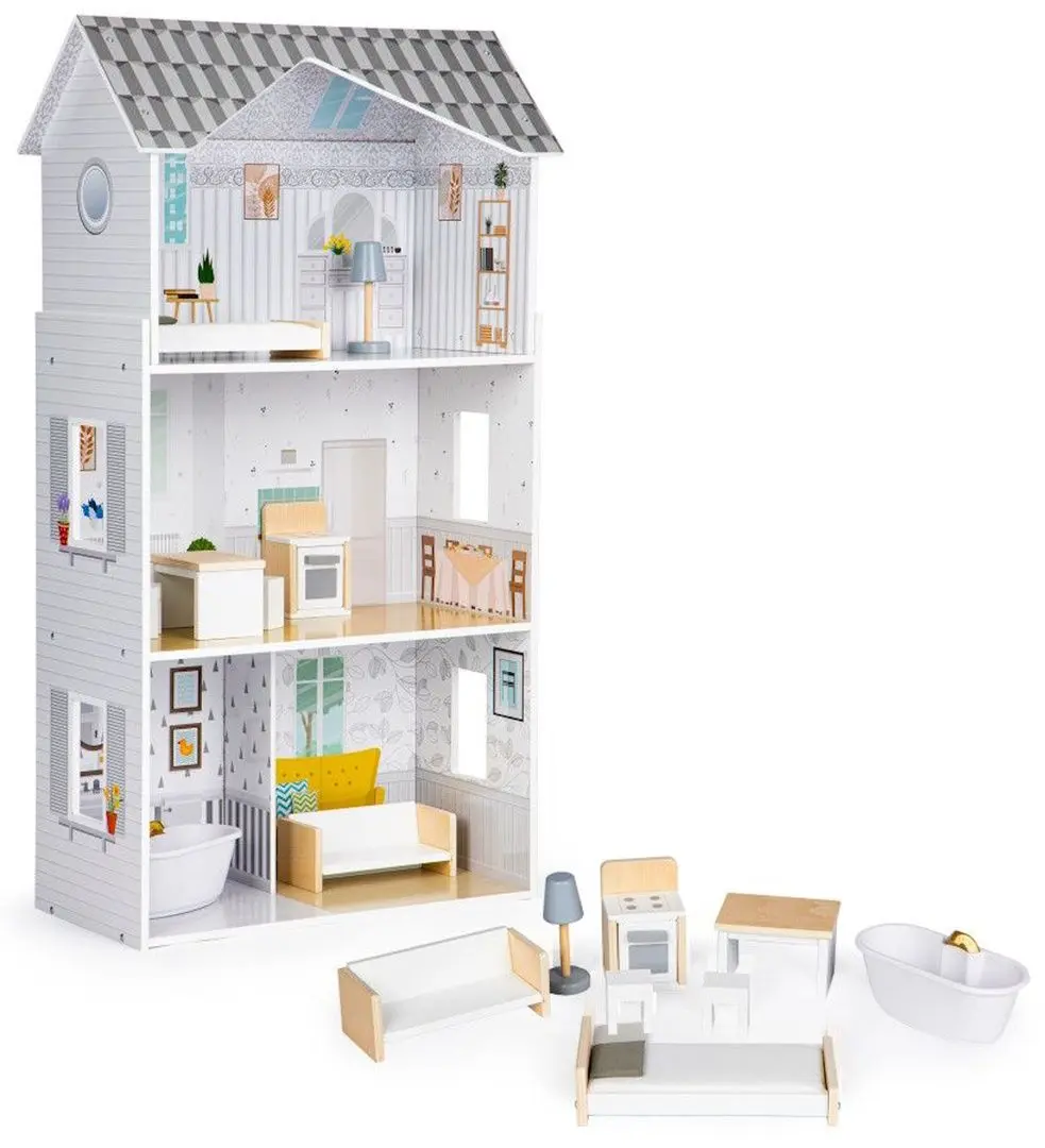 Casuta pentru papusi Ecotoys Residence Grace 8210 (Grey/White)