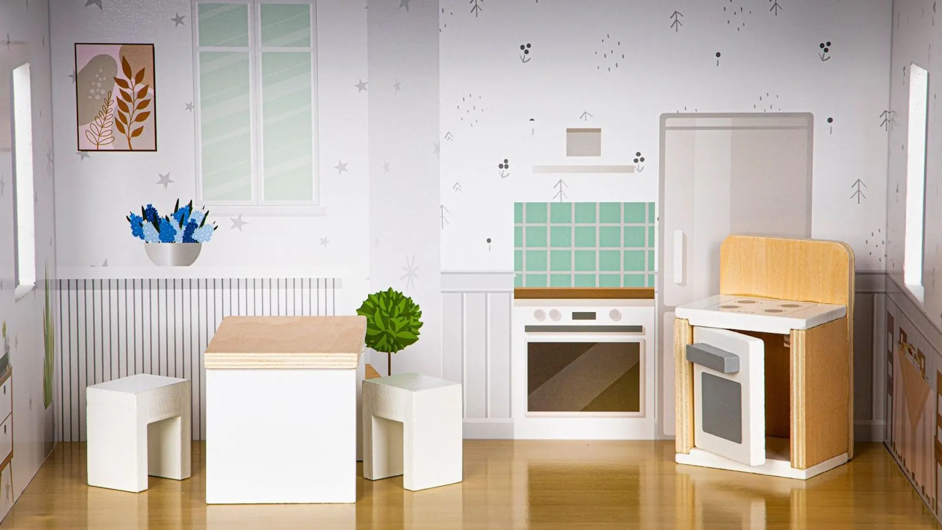 Casuta pentru papusi Ecotoys Residence Grace 8210 (Grey/White)