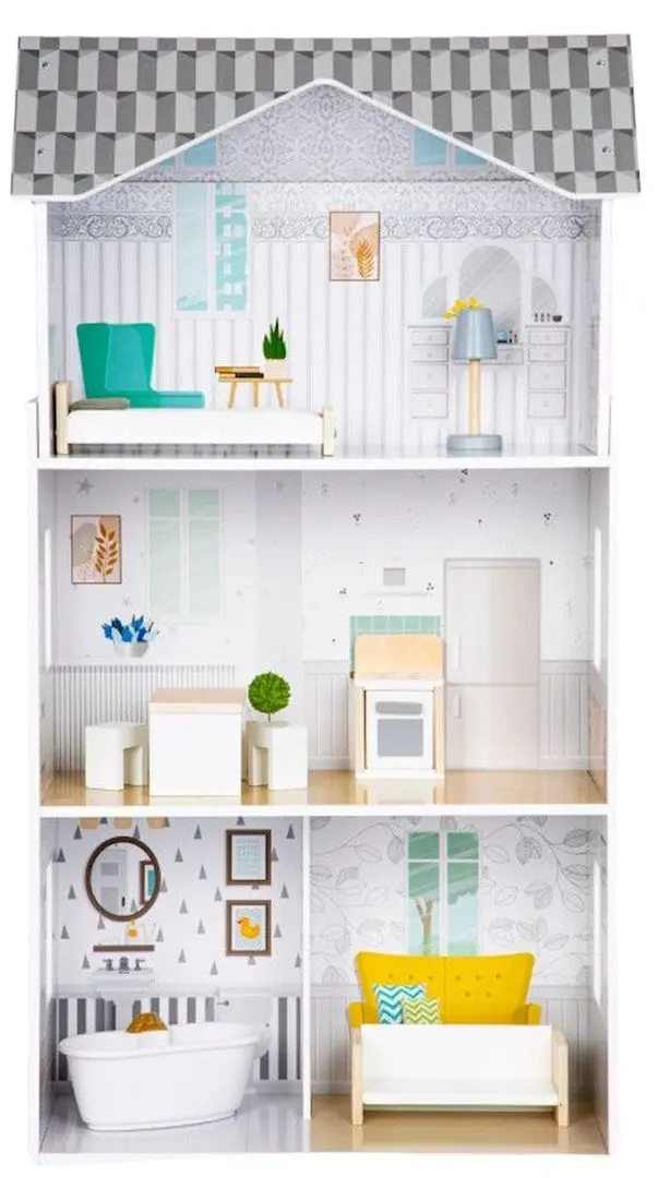 Casuta pentru papusi Ecotoys Residence Grace 8210 (Grey/White)