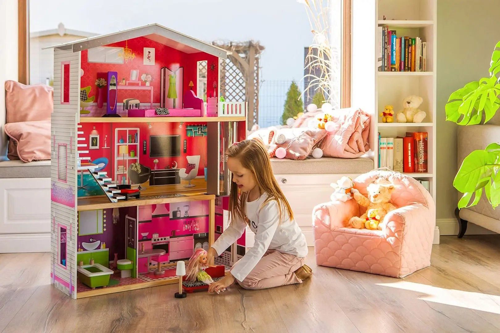 Кукольный домик Ecotoys Residence Malibu 4118 (Grey/Pink)