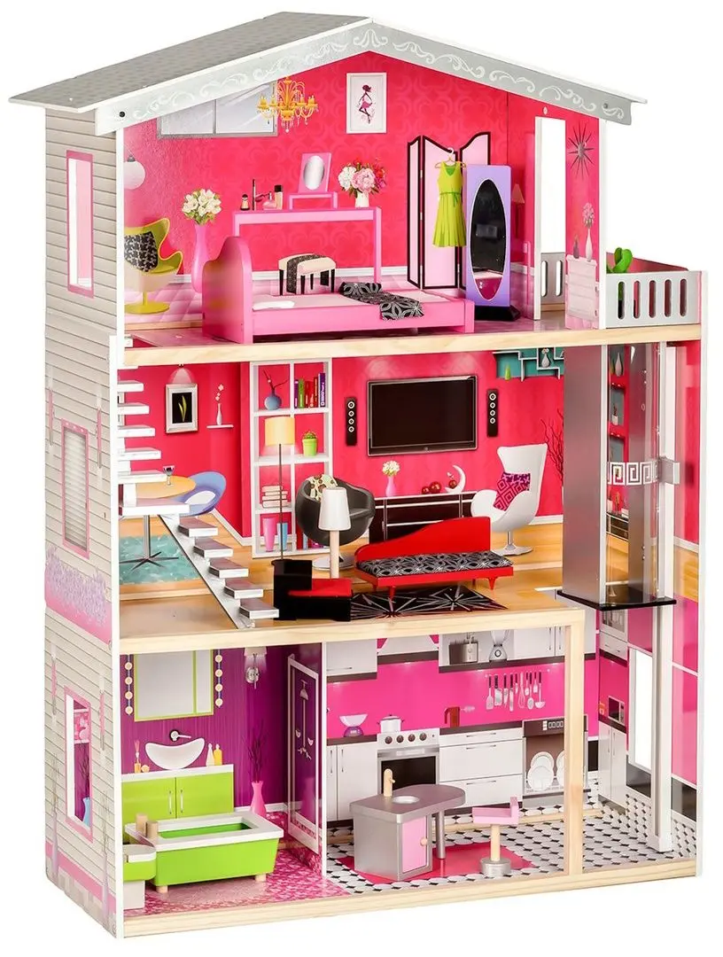 Кукольный домик Ecotoys Residence Malibu 4118 (Grey/Pink)