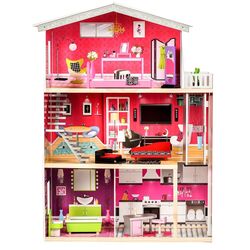 Casuta pentru papusi Ecotoys Residence Malibu 4118 (Grey/Pink)