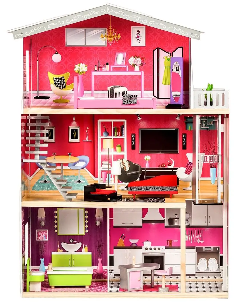Кукольный домик Ecotoys Residence Malibu 4118 (Grey/Pink)