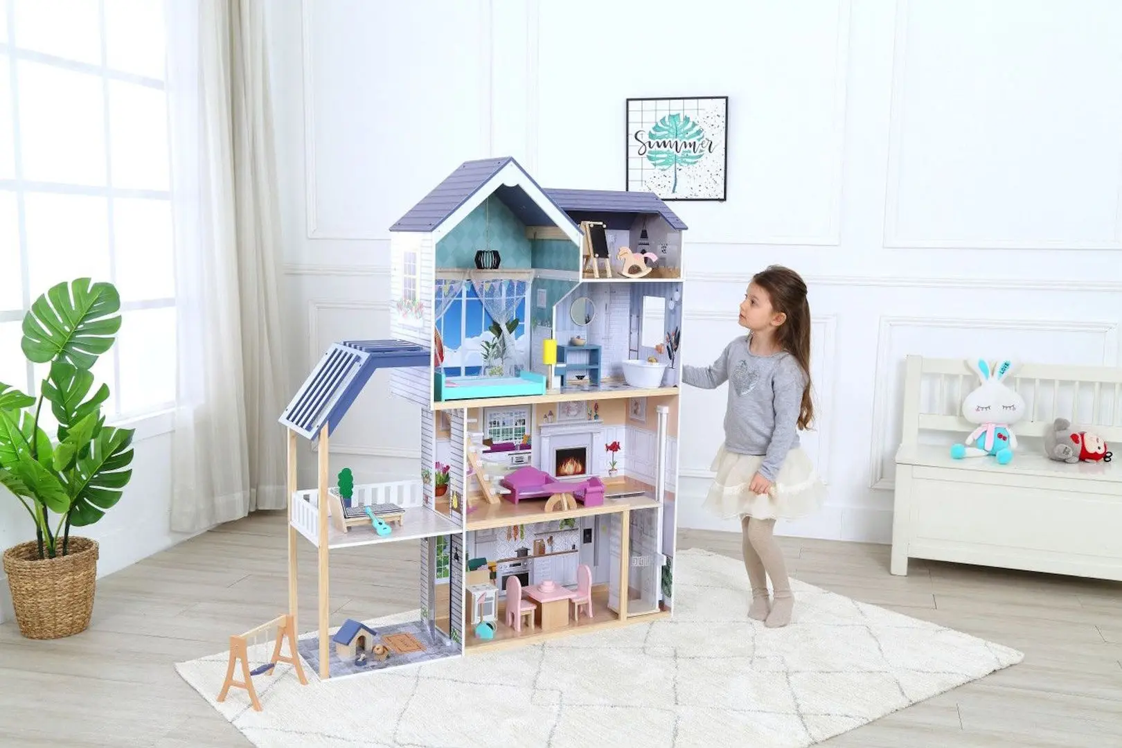 Кукольный домик Ecotoys Residence Maya 8101 (Blue/White) - 9