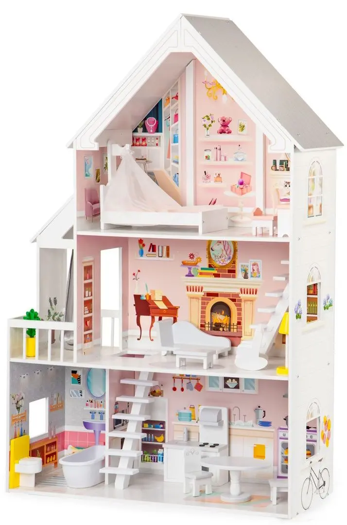 Casuta pentru papusi Ecotoys Residence Powder 4127 (White/Grey)