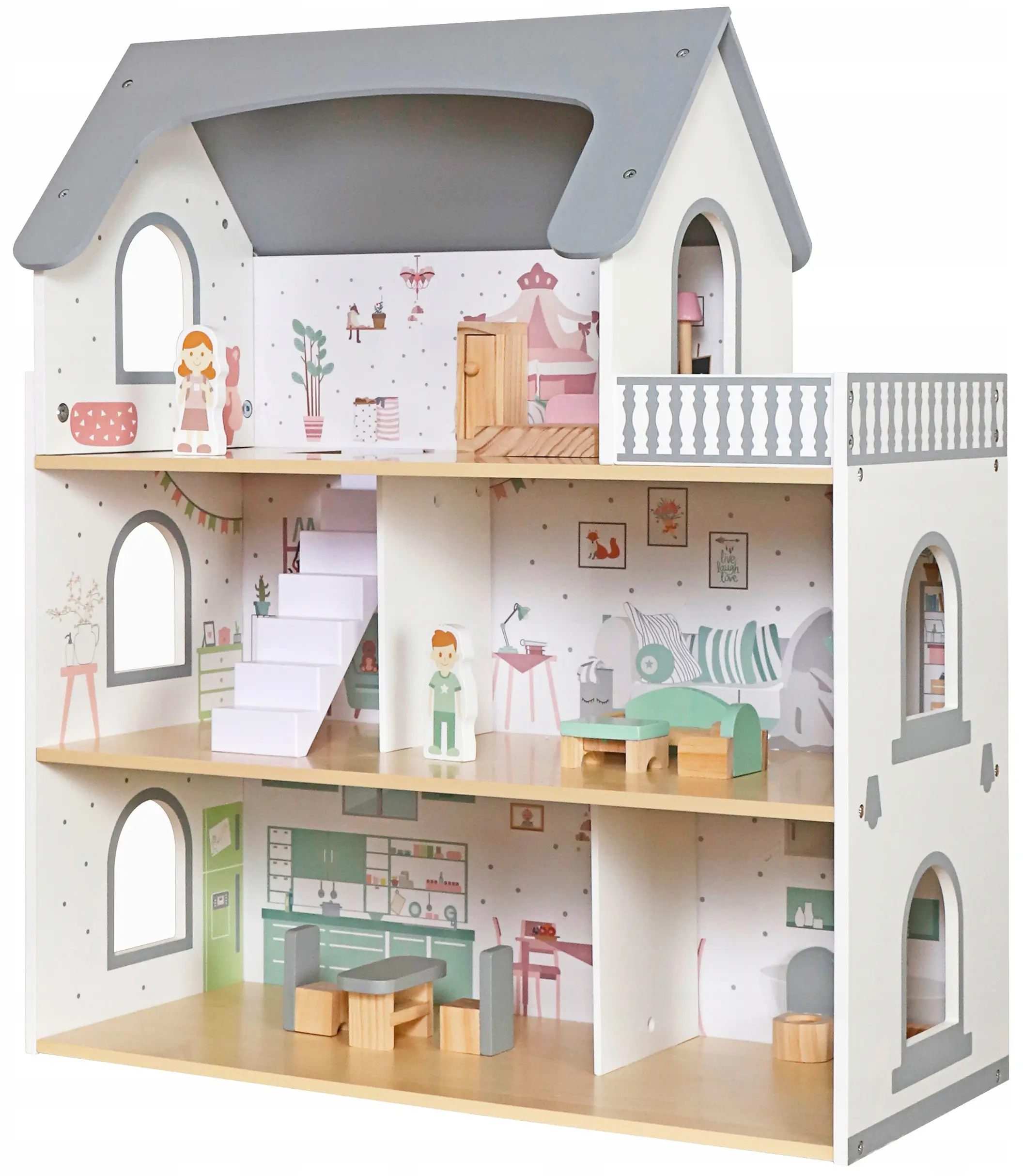 Casuta pentru papusi Gotel B70S (White/Grey/Natural) - 2