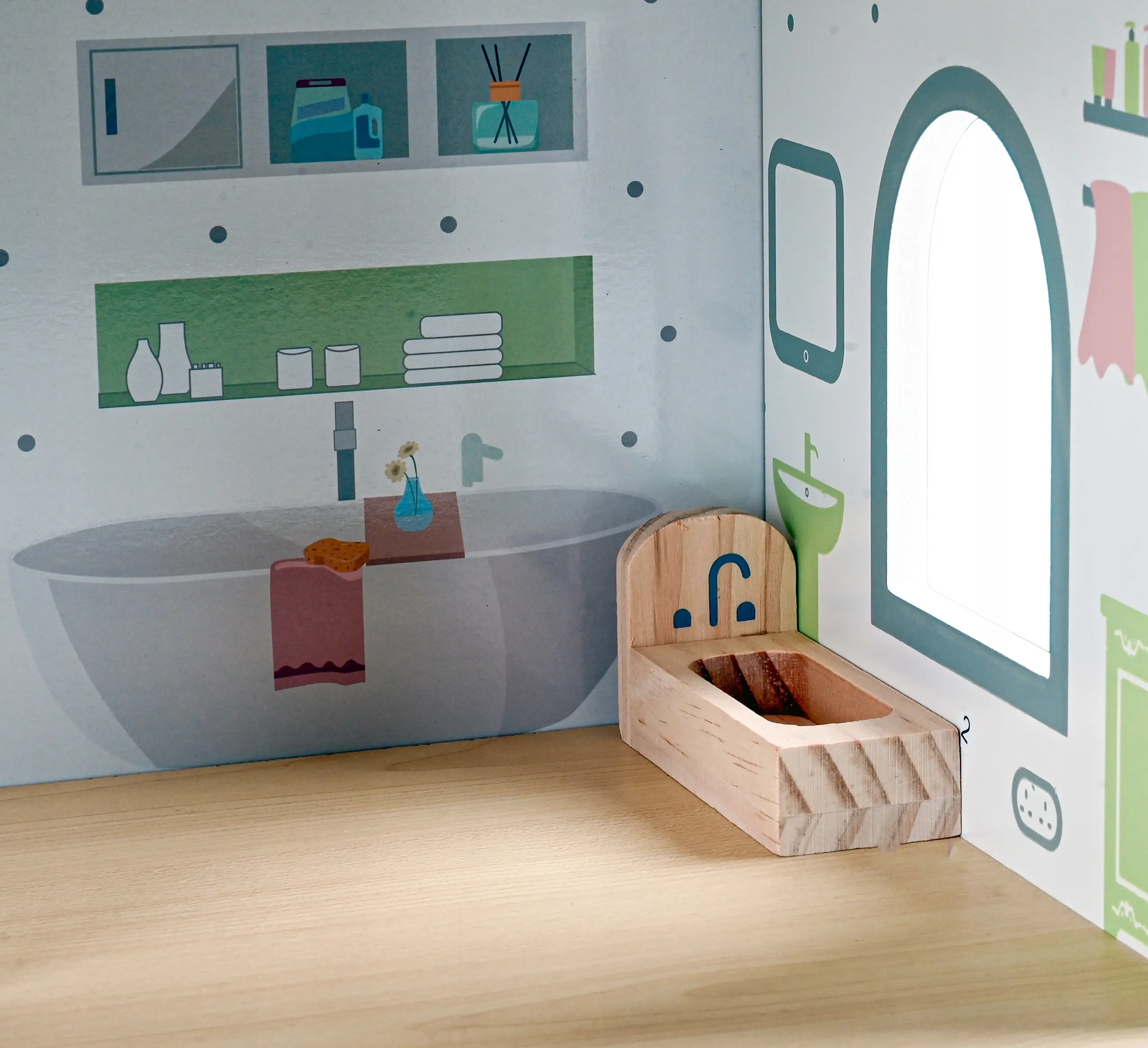 Casuta pentru papusi Gotel B70S (White/Grey/Natural) - 8