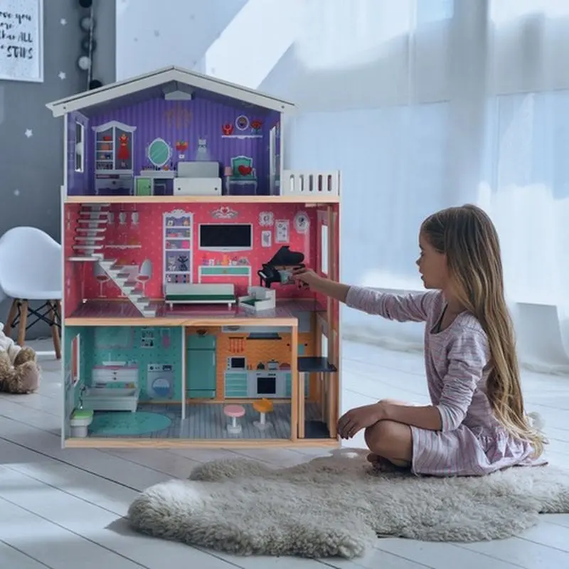 Casuta pentru papusi Kruzzel Large Dollhouse (Multicolor)