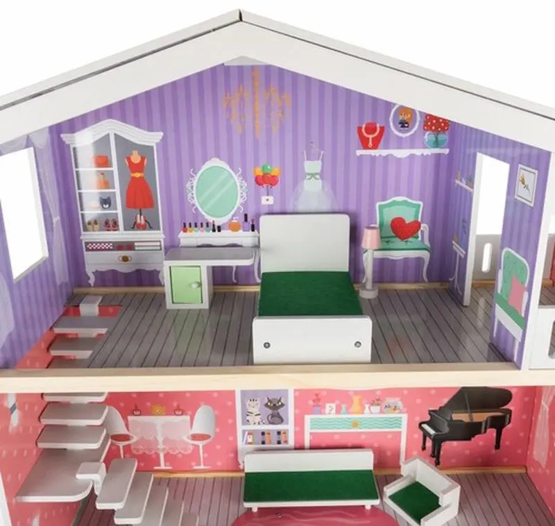 Casuta pentru papusi Kruzzel Large Dollhouse (Multicolor)