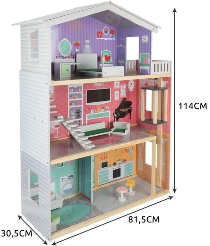 Casuta pentru papusi Kruzzel Large Dollhouse (Multicolor)