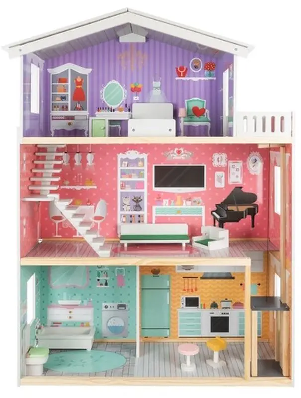 Casuta pentru papusi Kruzzel Large Dollhouse (Multicolor)