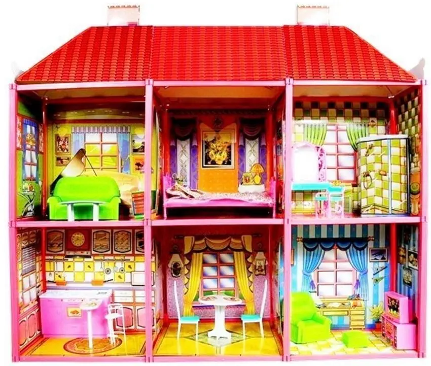 Кукольный домик LeanToys 479 (Red/Pink)