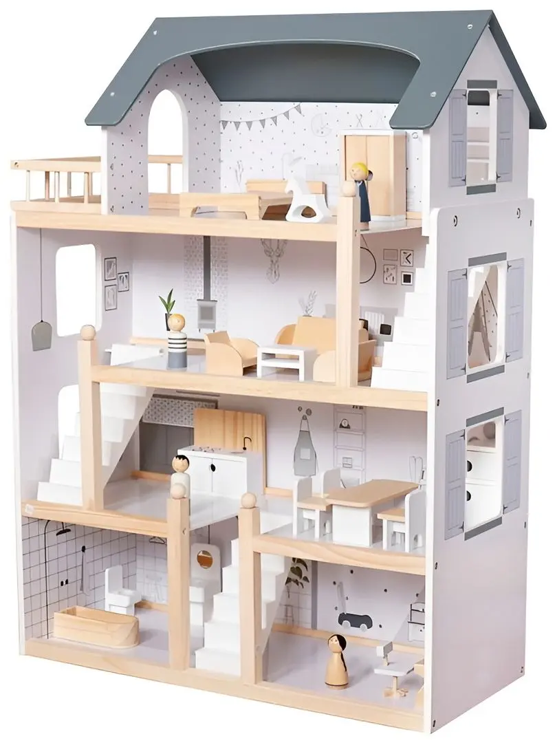 Кукольный домик LeanToys Gaia 15035 (White/Grey)