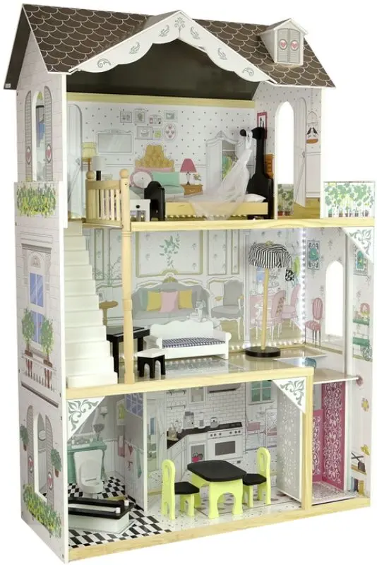 Кукольный домик LeanToys Villa Wioletta (White/Wood) - 3