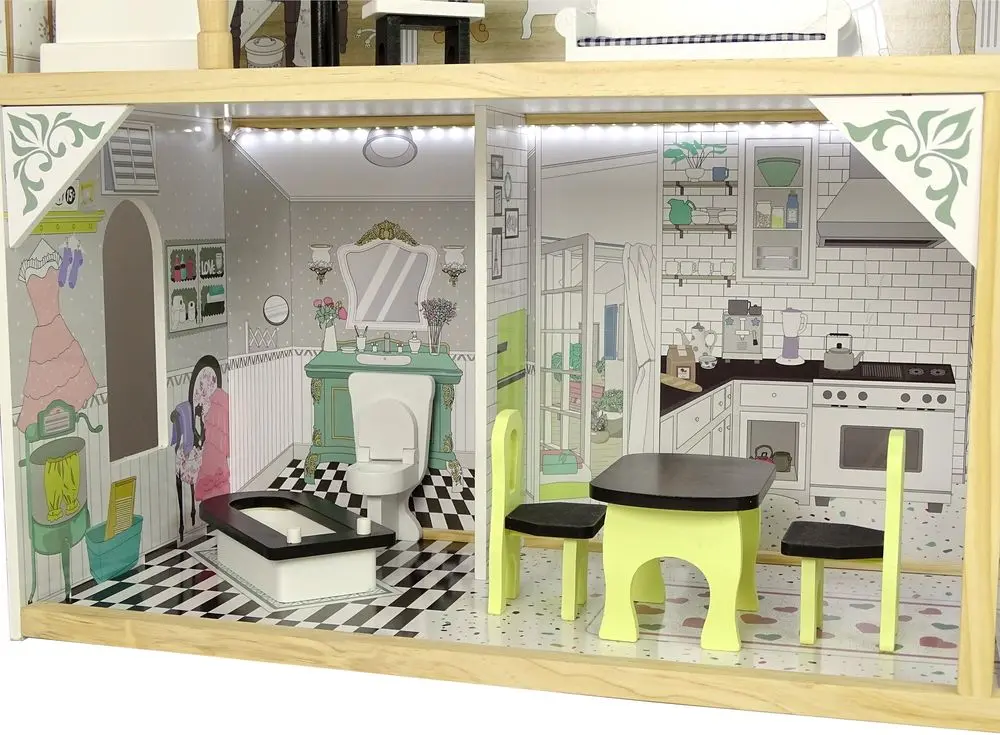 Кукольный домик LeanToys Villa Wioletta (White/Wood) - 4