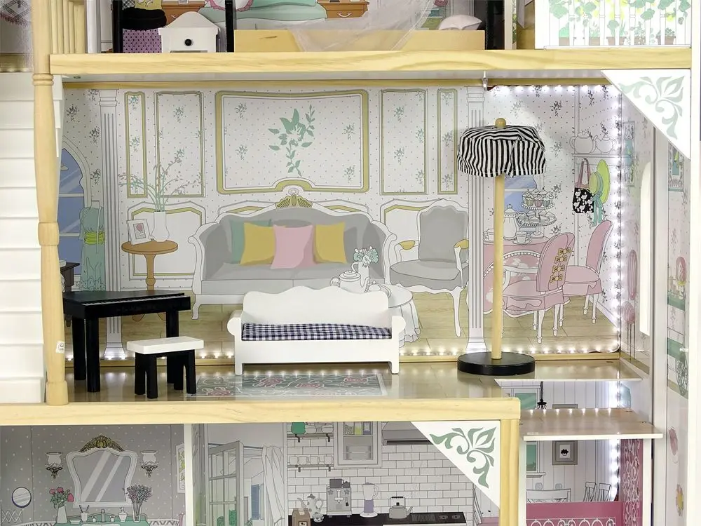 Кукольный домик LeanToys Villa Wioletta (White/Wood) - 5